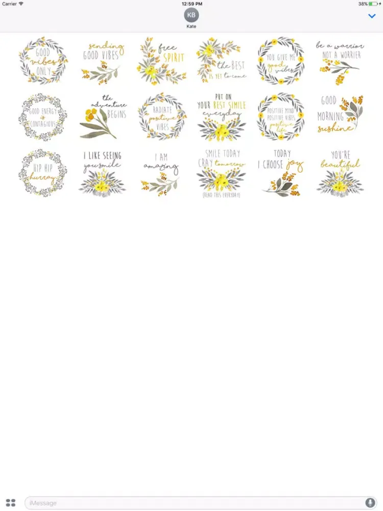 Good Vibes Watercolor Messages Stickers iPad  스크린샷