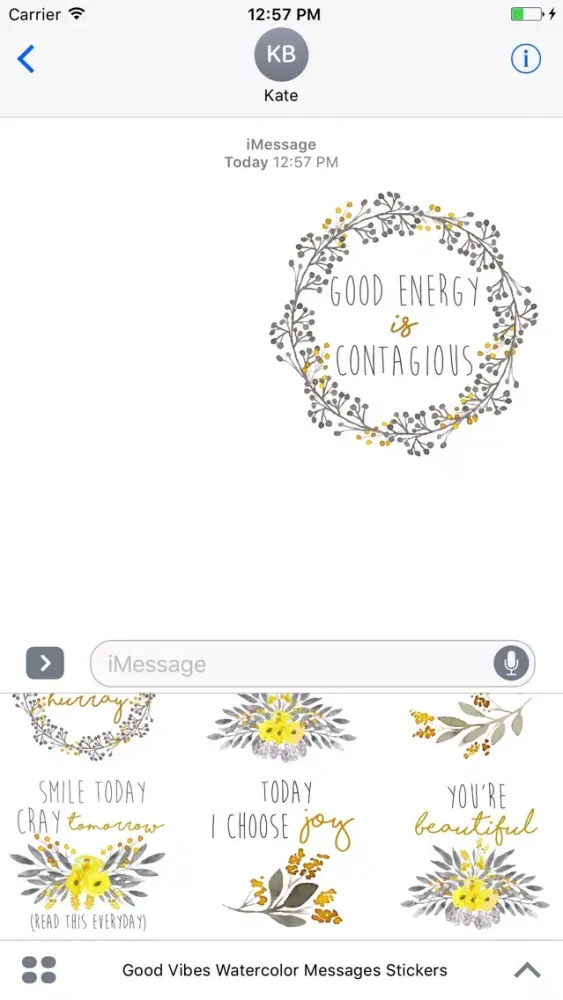 Good Vibes Watercolor Messages Stickers 스크린샷