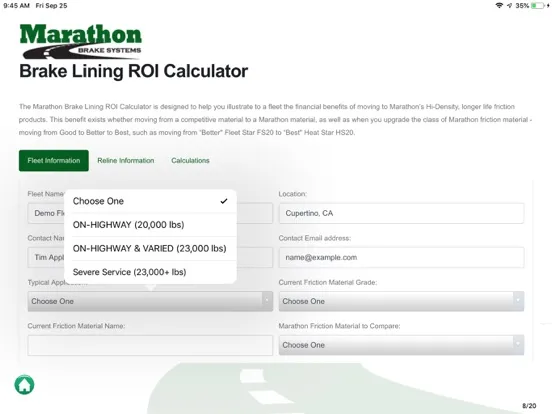 ภาพหน้าจอของ Marathon Brake Solutions iPad 