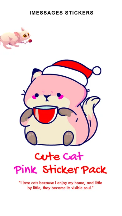 Ảnh chụp màn hình của Cute Cat Pink Stickers Pack