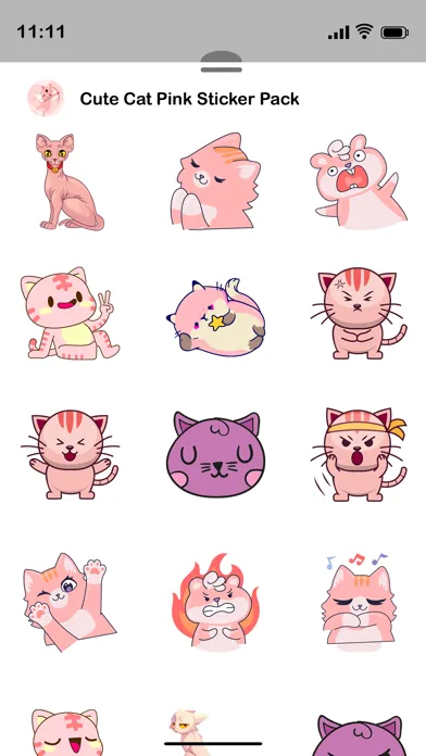 Ảnh chụp màn hình của Cute Cat Pink Stickers Pack