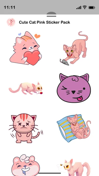 Ảnh chụp màn hình của Cute Cat Pink Stickers Pack