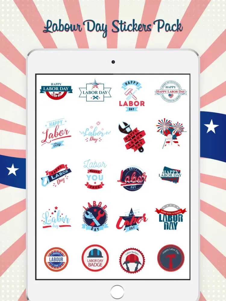 Labor Day Greetings Emojis iPad  Screenshots