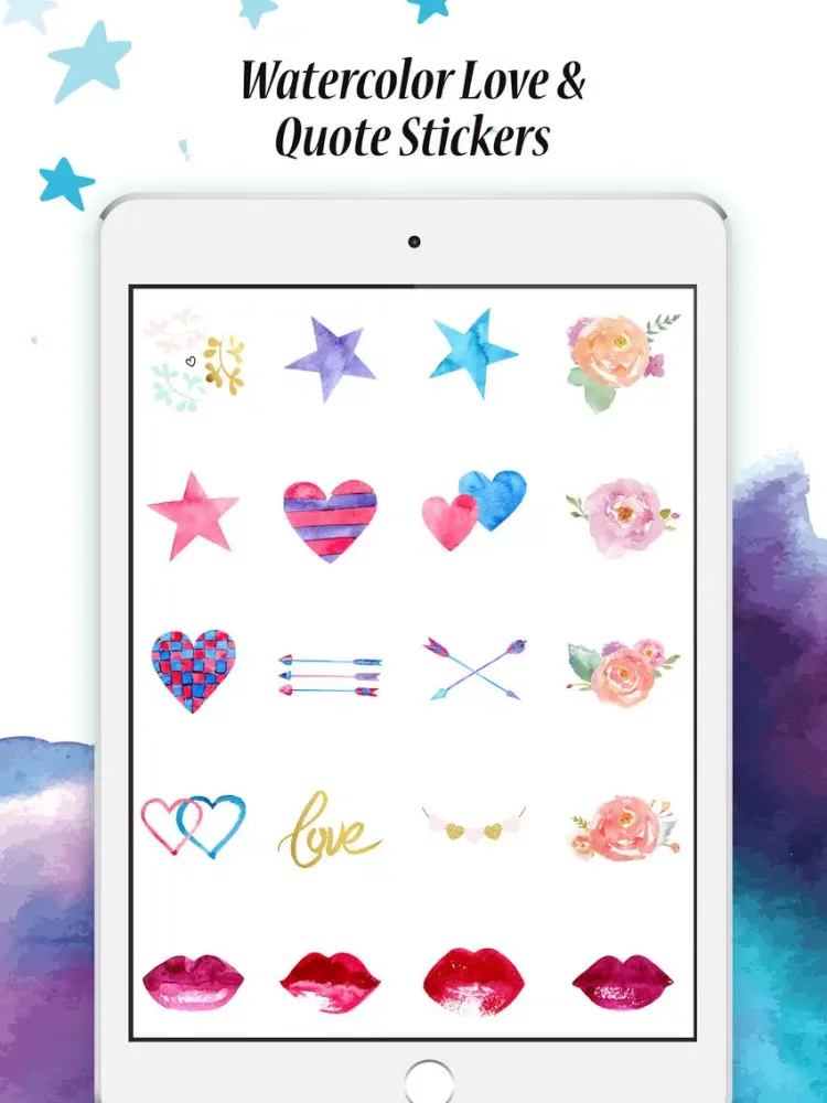 Watercolor Love&Quotes Sticker iPad  سکرین شاٹس