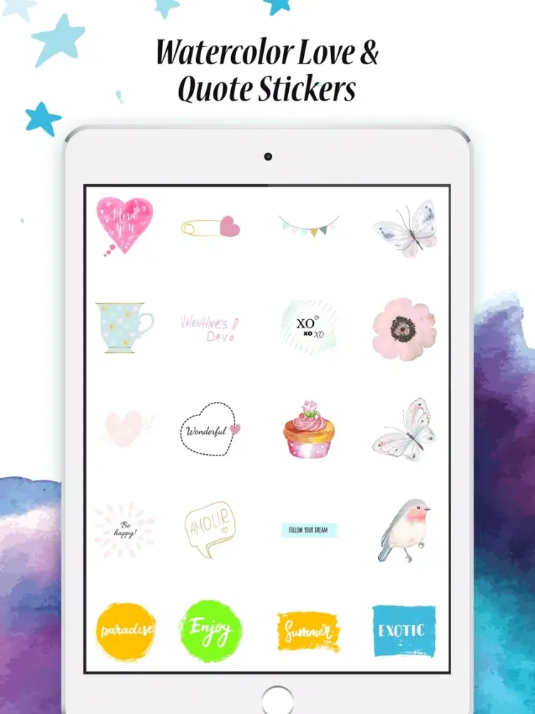 Watercolor Love&Quotes Sticker iPad  سکرین شاٹس