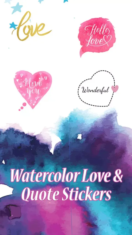 Watercolor Love&Quotes Sticker سکرین شاٹس