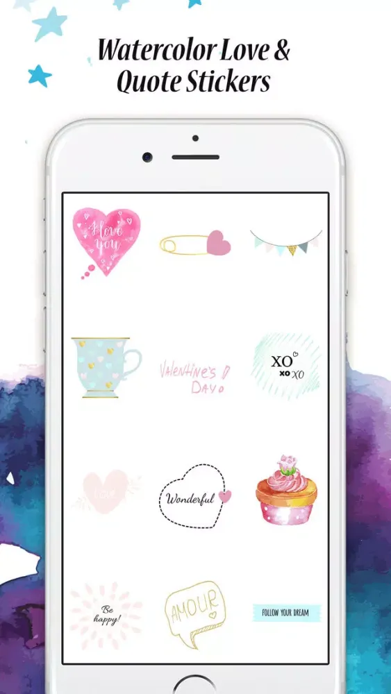Watercolor Love&Quotes Sticker سکرین شاٹس