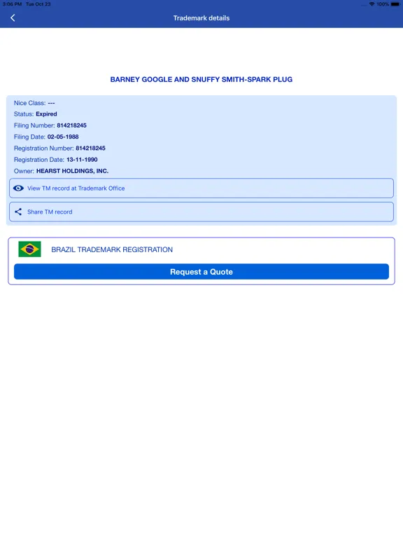 Brazil Trademark Search Tool iPad  Screenshots
