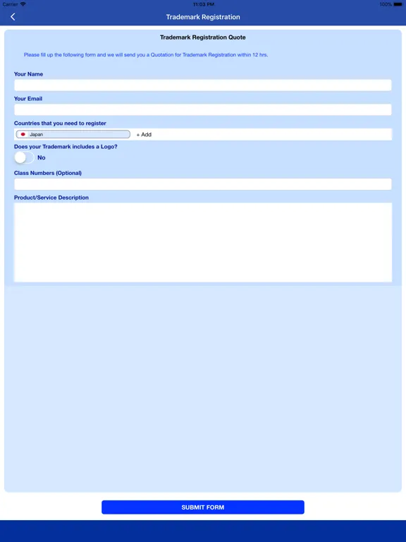 Japan Trademark Search Tool iPad  स्क्रीनशॉट