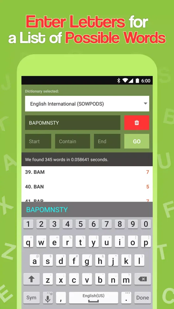 Zrzuty ekranu Scrabble & WWF Word Checker