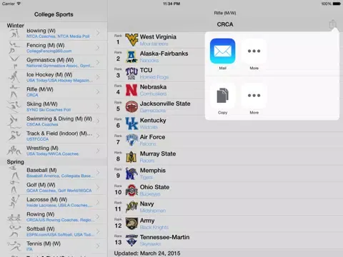 College Sports Rankings iPad  स्क्रीनशॉट