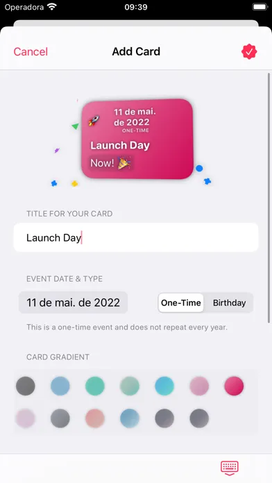 Tangkapan skrin Reminder Cards: Days/Birthdays