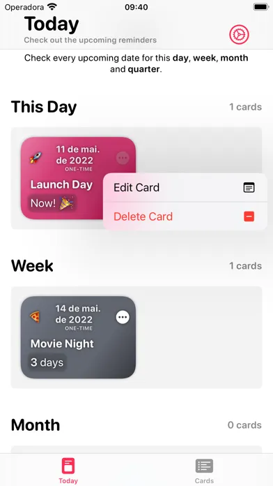 Tangkapan skrin Reminder Cards: Days/Birthdays