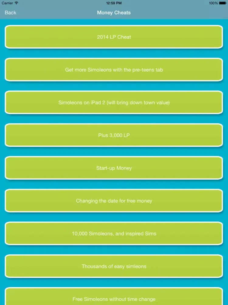 Capturas de tela do Cheats For The Sims Freeplay - Deluxe Edition iPad 