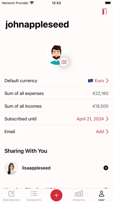 Tangkapan skrin MyExpenses app