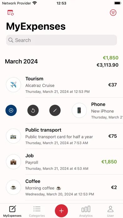 Tangkapan skrin MyExpenses app
