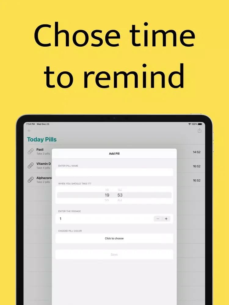 Ảnh chụp màn hình của Pill Reminder & Tracker Alarm iPad 