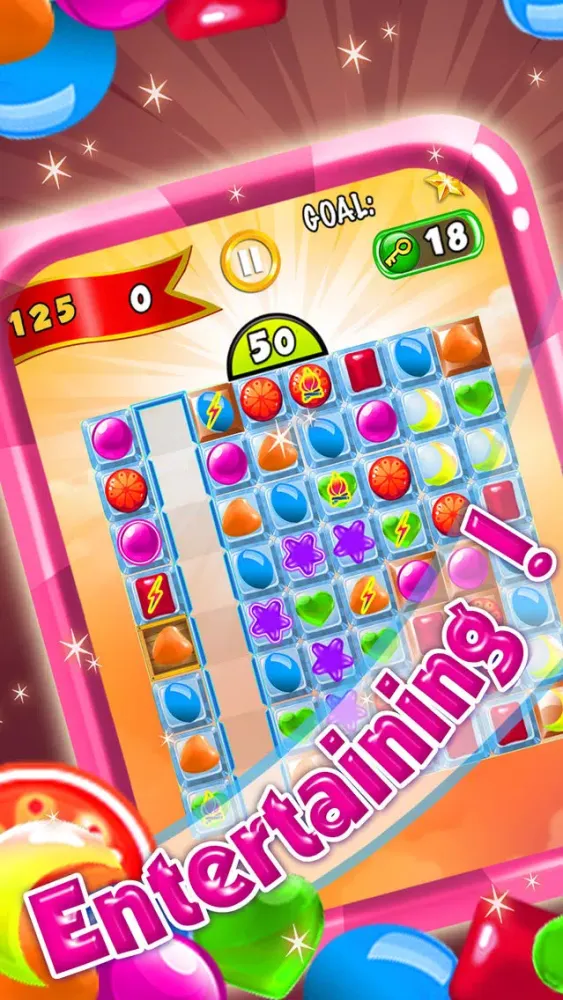 ภาพหน้าจอของ ``` A Candy Swap``` - fruit adventure mania in mystery match-3 game free