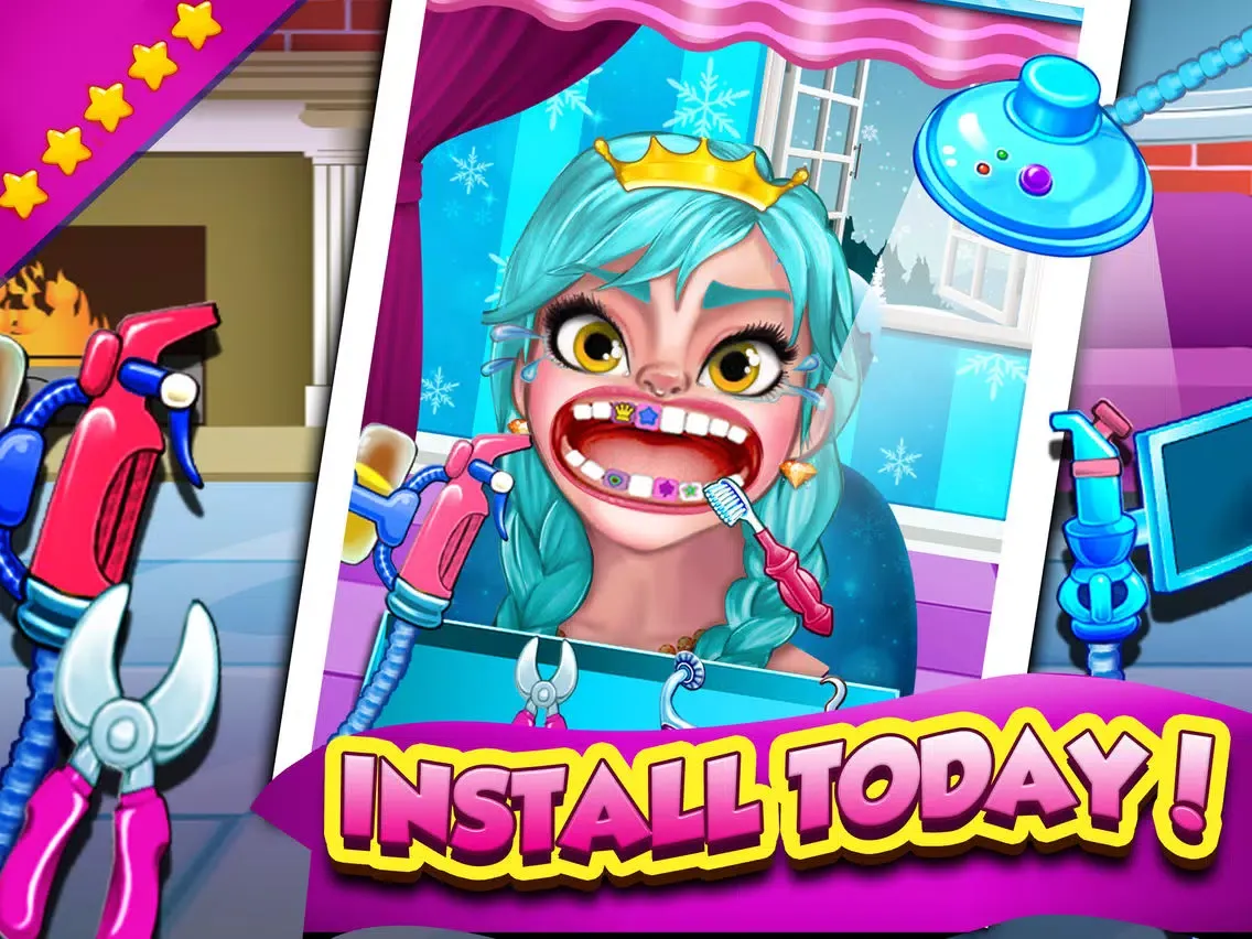 Frozen Princess Dentist Office - crazy baby doctor in little kids teeth mania iPad  Screenshots