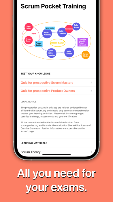 Capturas de tela do Scrum Pocket Training