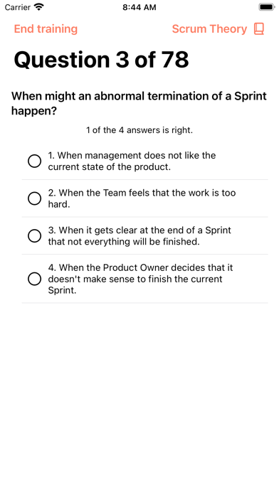 Capturas de tela do Scrum Pocket Training