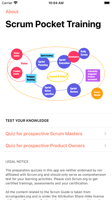 Capturas de tela do Scrum Pocket Training