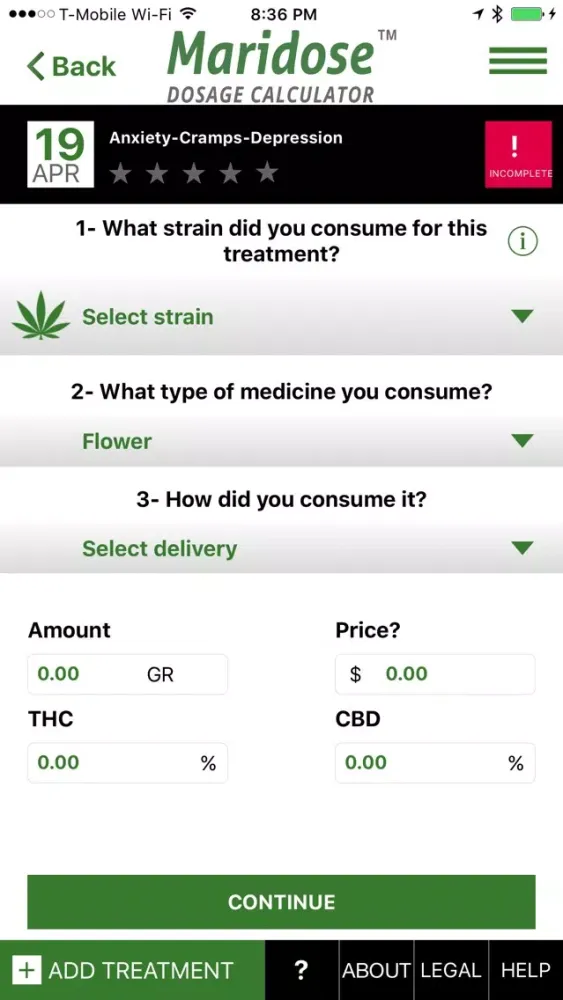 Zrzuty ekranu Maridose Marijuana Dosage Calculator