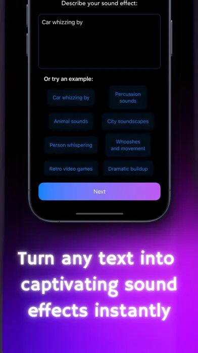 Captures d'écran de Sound Effects AI - Text to SFX