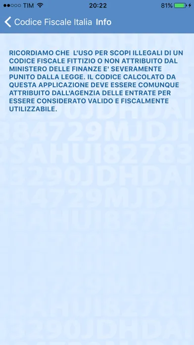 Captures d'écran de Codice Fiscale Italia