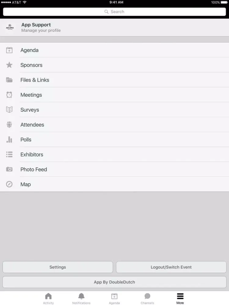 Ảnh chụp màn hình của Acura TravelHQ iPad 