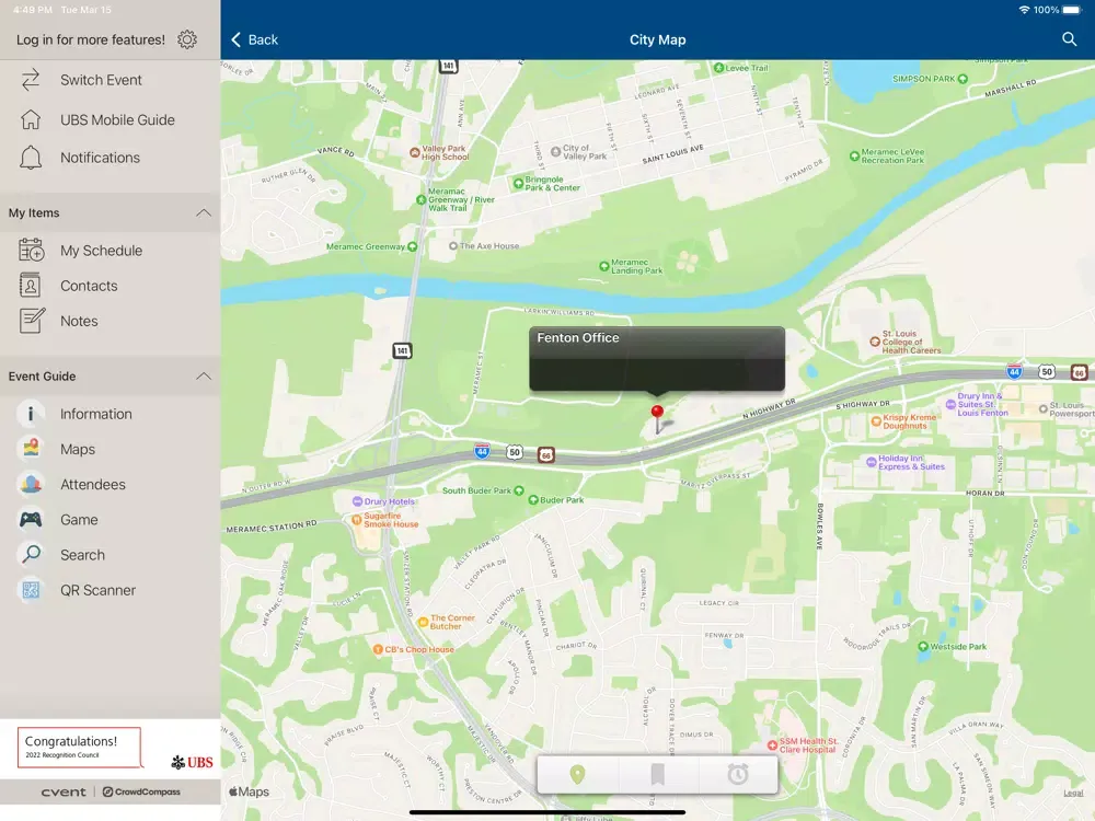 ภาพหน้าจอของ UBS Recognition iPad 