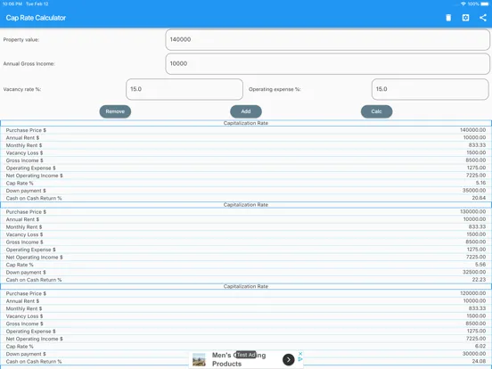 Скриншоты Easy Cap Rate Calculator iPad 