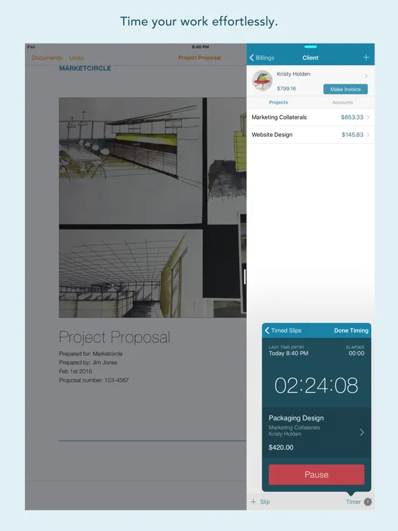Billings Pro - Time & Invoice iPad 應用截圖