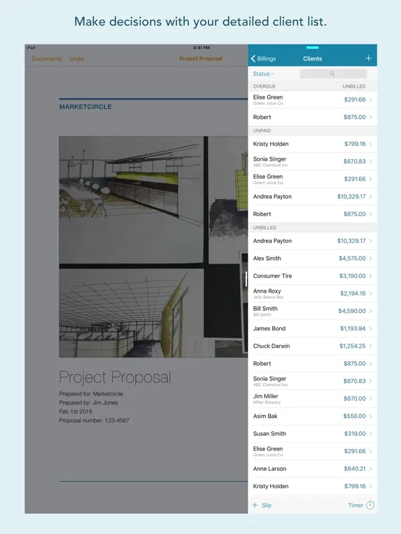 Billings Pro - Time & Invoice iPad 應用截圖