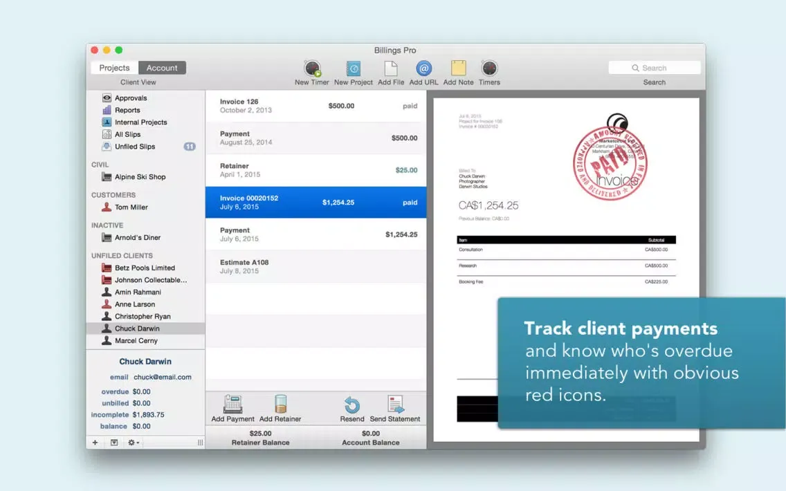 Screenshot di Billings Pro