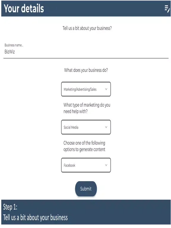 Tangkapan layar BizWiz - Ai Marketing App iPad 