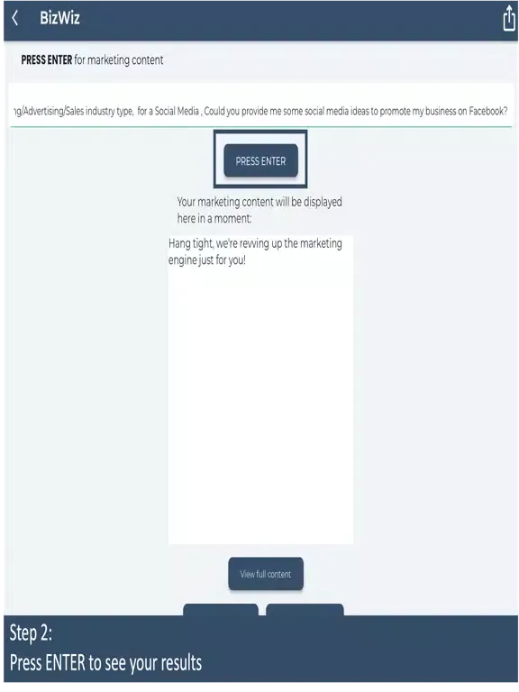 Tangkapan layar BizWiz - Ai Marketing App iPad 