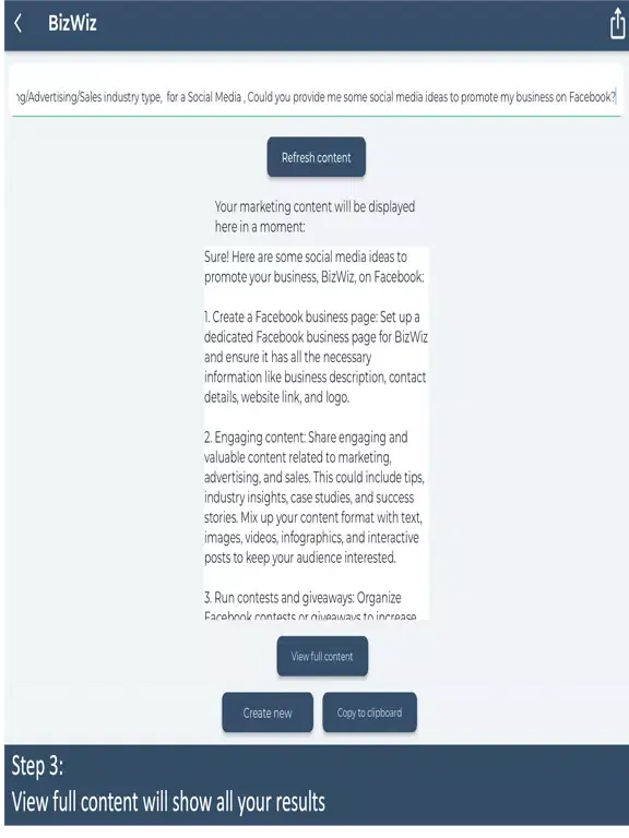 Tangkapan layar BizWiz - Ai Marketing App iPad 