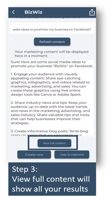 Tangkapan layar BizWiz - Ai Marketing App