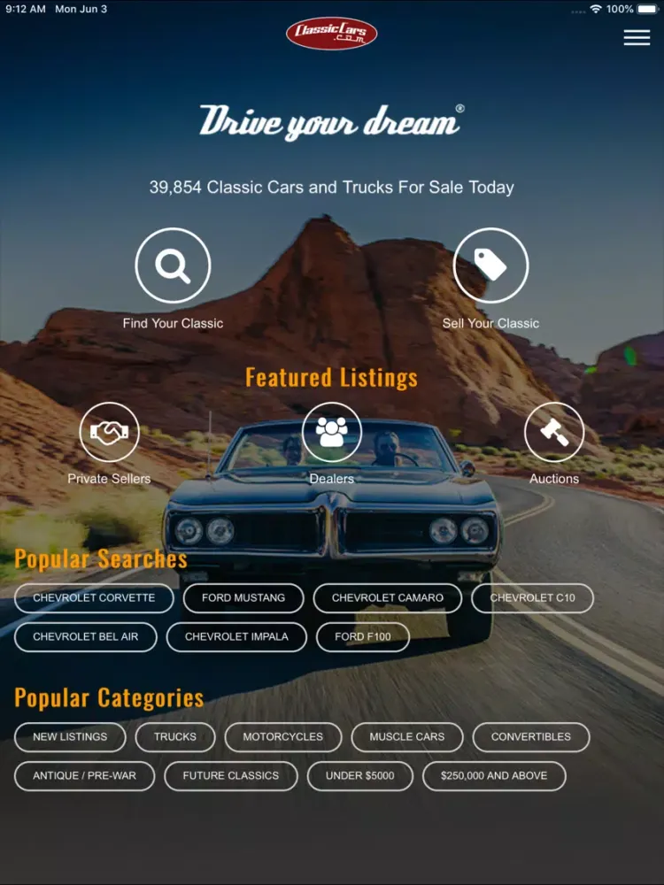 Capturas de pantalla de ClassicCars.com Marketplace iPad 