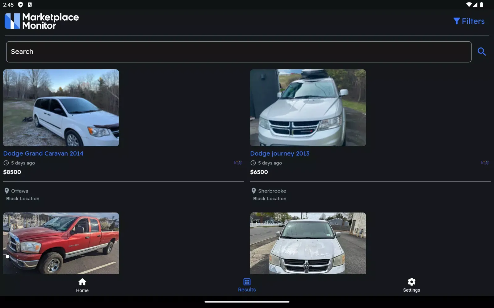 ภาพหน้าจอของ Marketplace Monitor