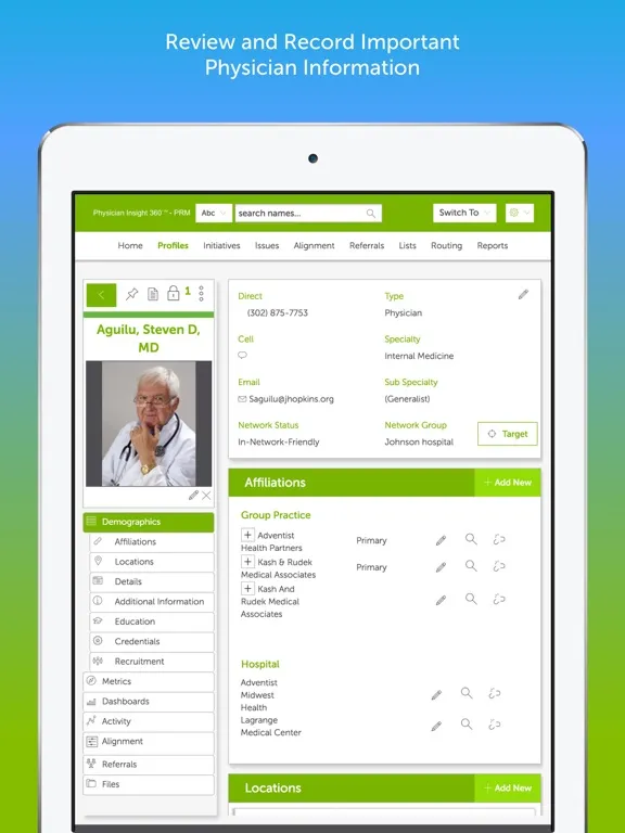 Physician Insights 360 iPad  스크린샷