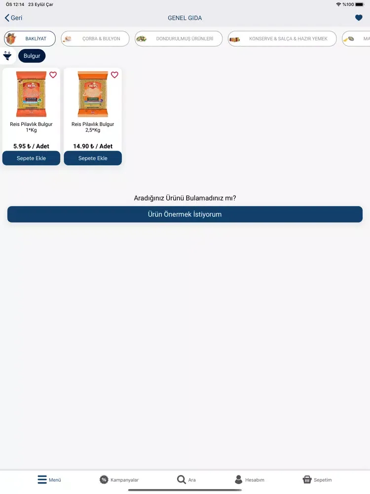 Ảnh chụp màn hình của Mavzer Toplu Tüketim iPad 