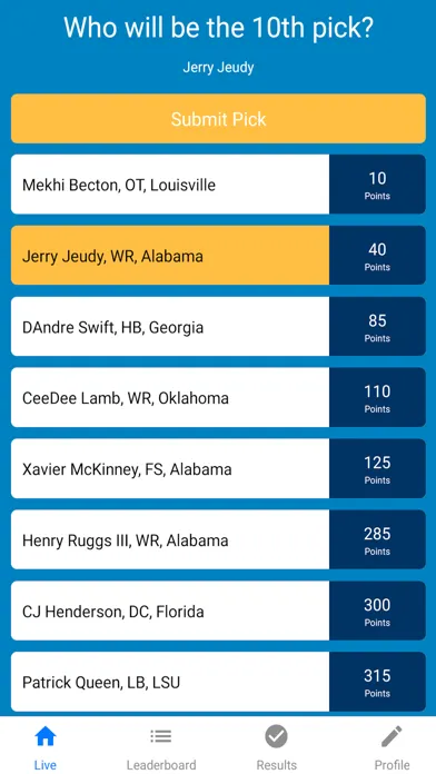 Tangkapan layar Markit - NFL Draft Contest