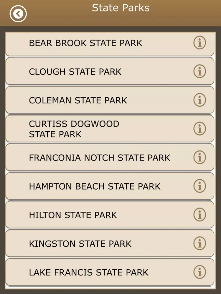 New Hampshire Camps Guide iPad  Screenshots