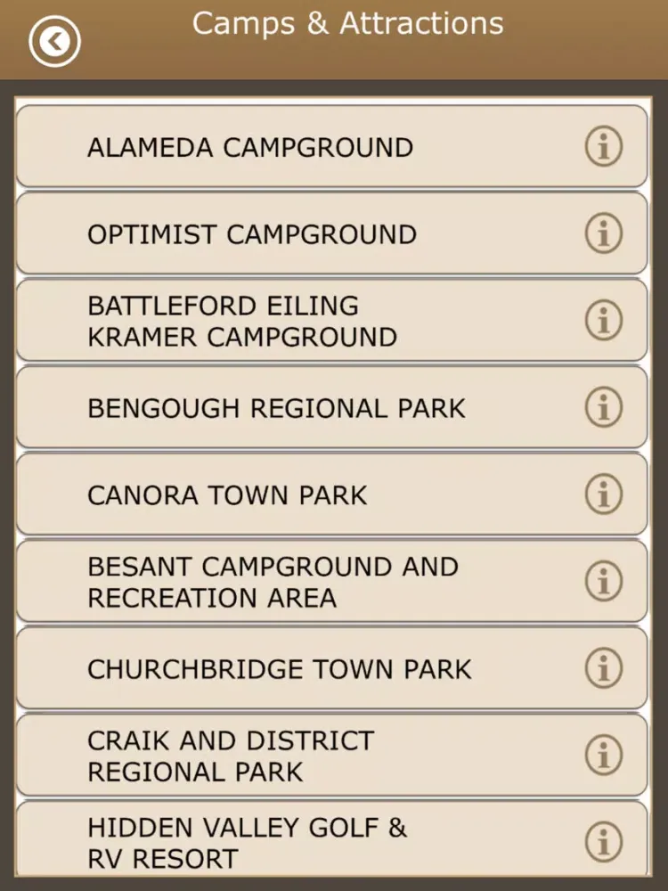 Capturas de tela do Saskatchewan Camping Guide iPad 