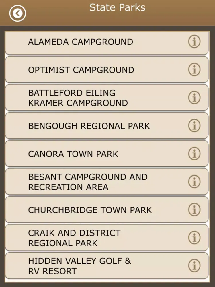 Capturas de tela do Saskatchewan Camping Guide iPad 