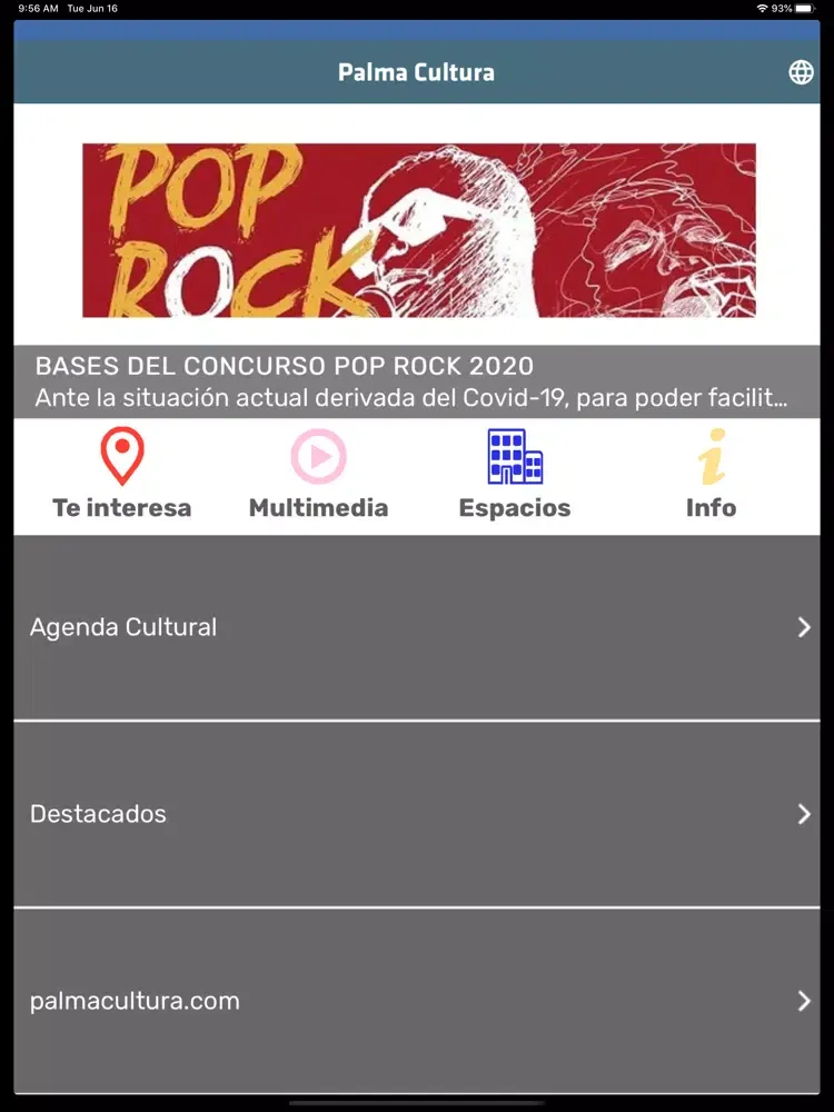Ảnh chụp màn hình của Palma Cultura iPad 