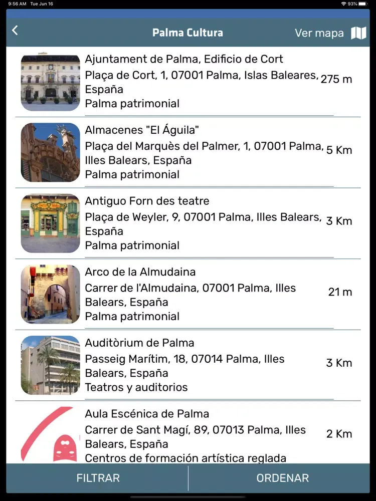Ảnh chụp màn hình của Palma Cultura iPad 