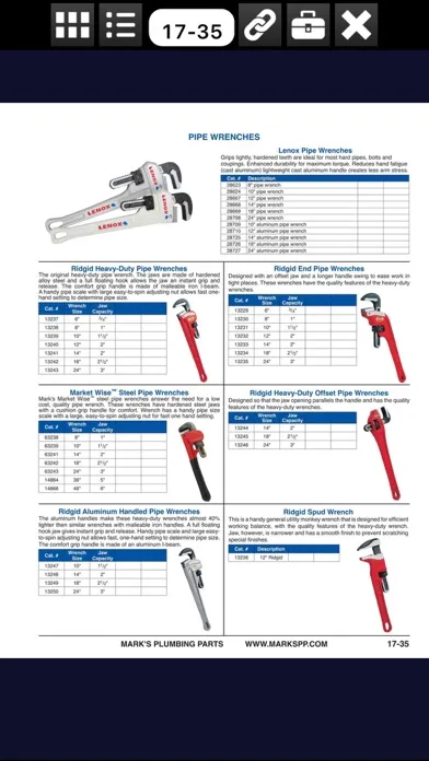 Tangkapan skrin Mark's Plumbing Parts Catalog